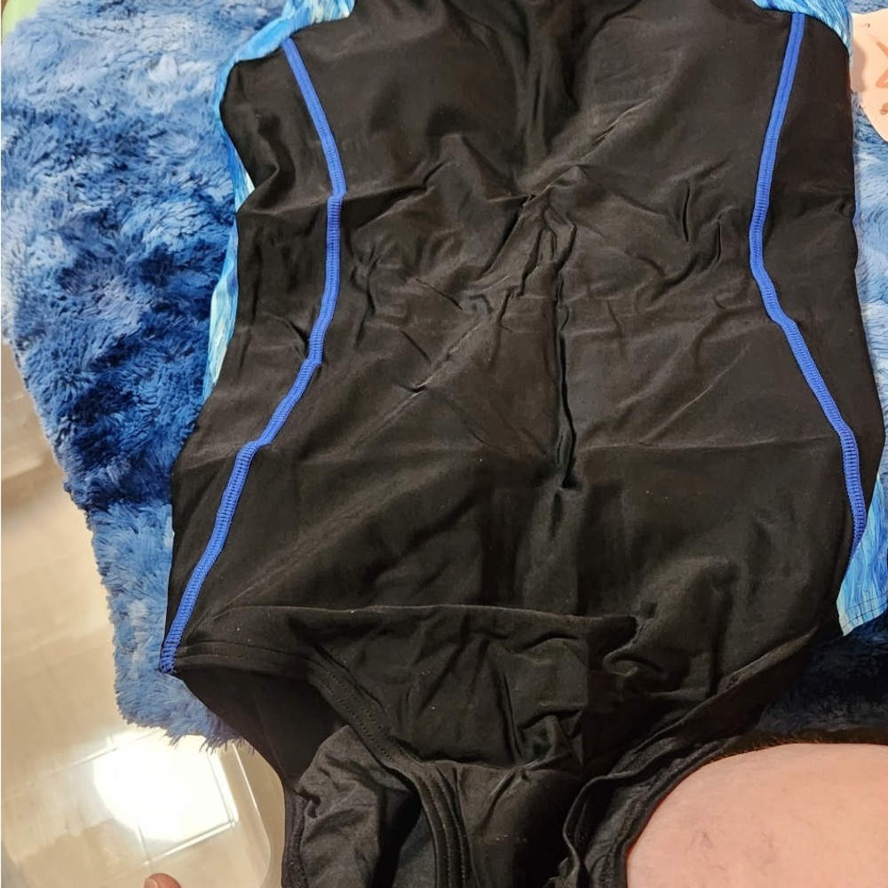 Kids Black and Blue One Piece Swimsuit